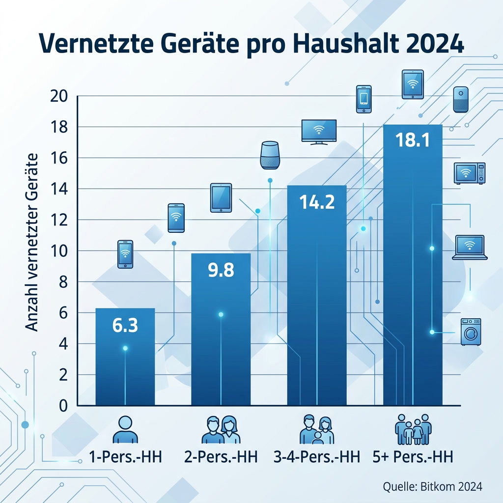Smarthome-Geräte nach Haushaltsgröße in Deutschland
